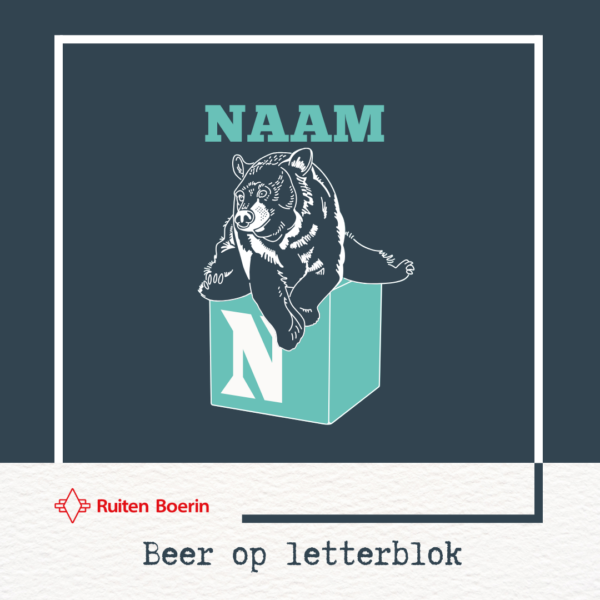 Geboorte raamtekening DIY - BEER OP LETTERBLOK